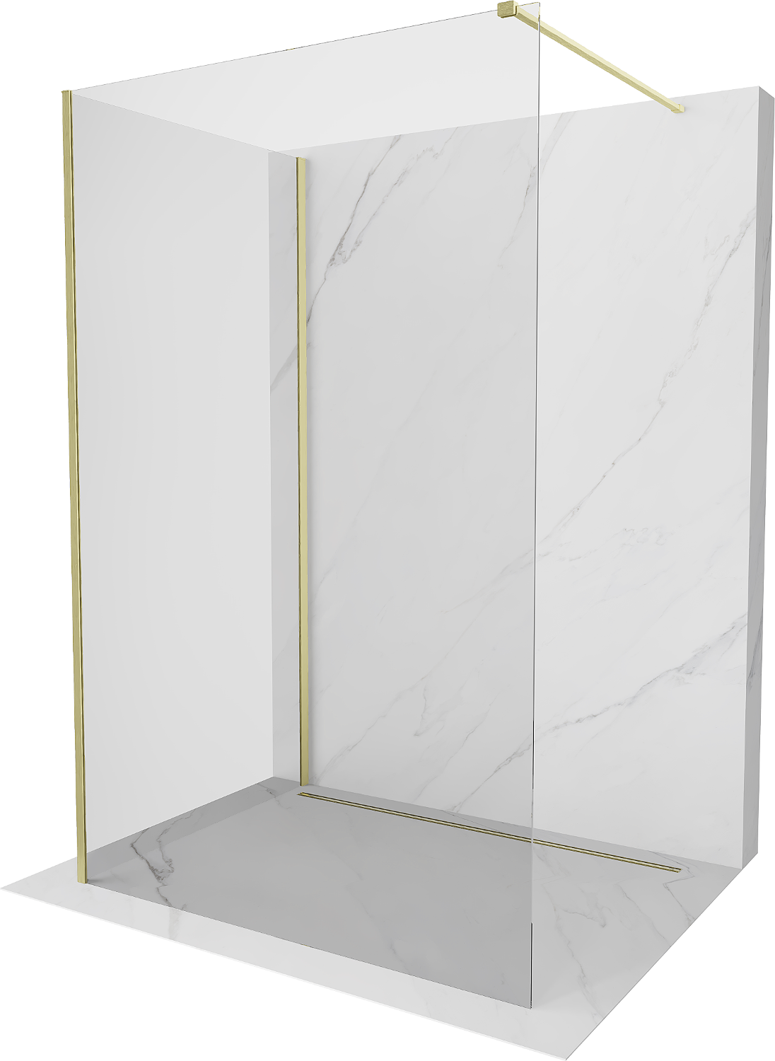 Mexen Kioto Duschwand Walk-in 110 x 70 cm, transparent, gebürstetes Gold - 800-110-212-55-00-070