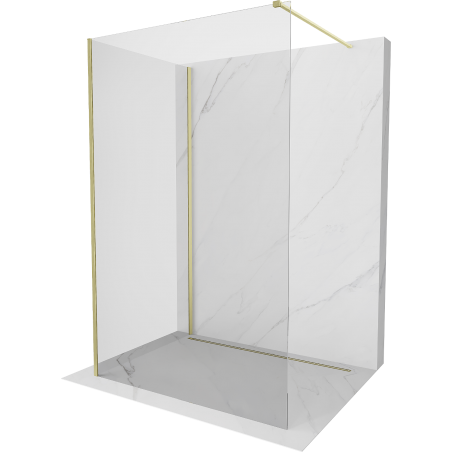 Mexen Kioto Duschwand Walk-in 90 x 80 cm, transparent, gebürstetes Gold - 800-090-212-55-00-080