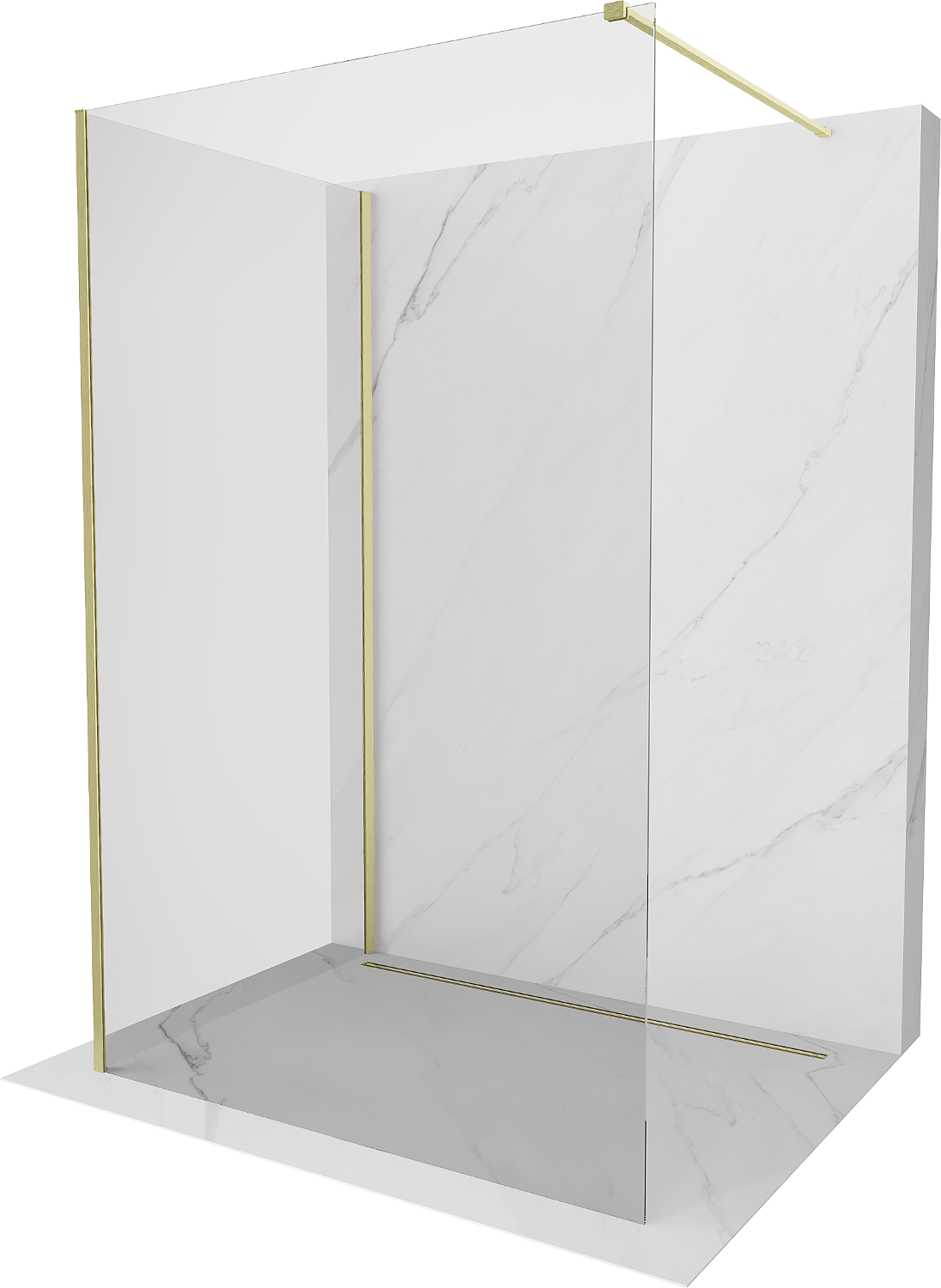 Mexen Kioto Duschwand Walk-in 90 x 80 cm, transparent, gebürstetes Gold - 800-090-212-55-00-080