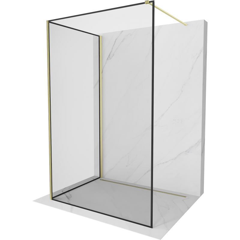 Mexen Kioto Walk-in-Dusche 120 x 120 cm, schwarzes Muster, gebürstetes Gold - 800-120-212-55-70-120