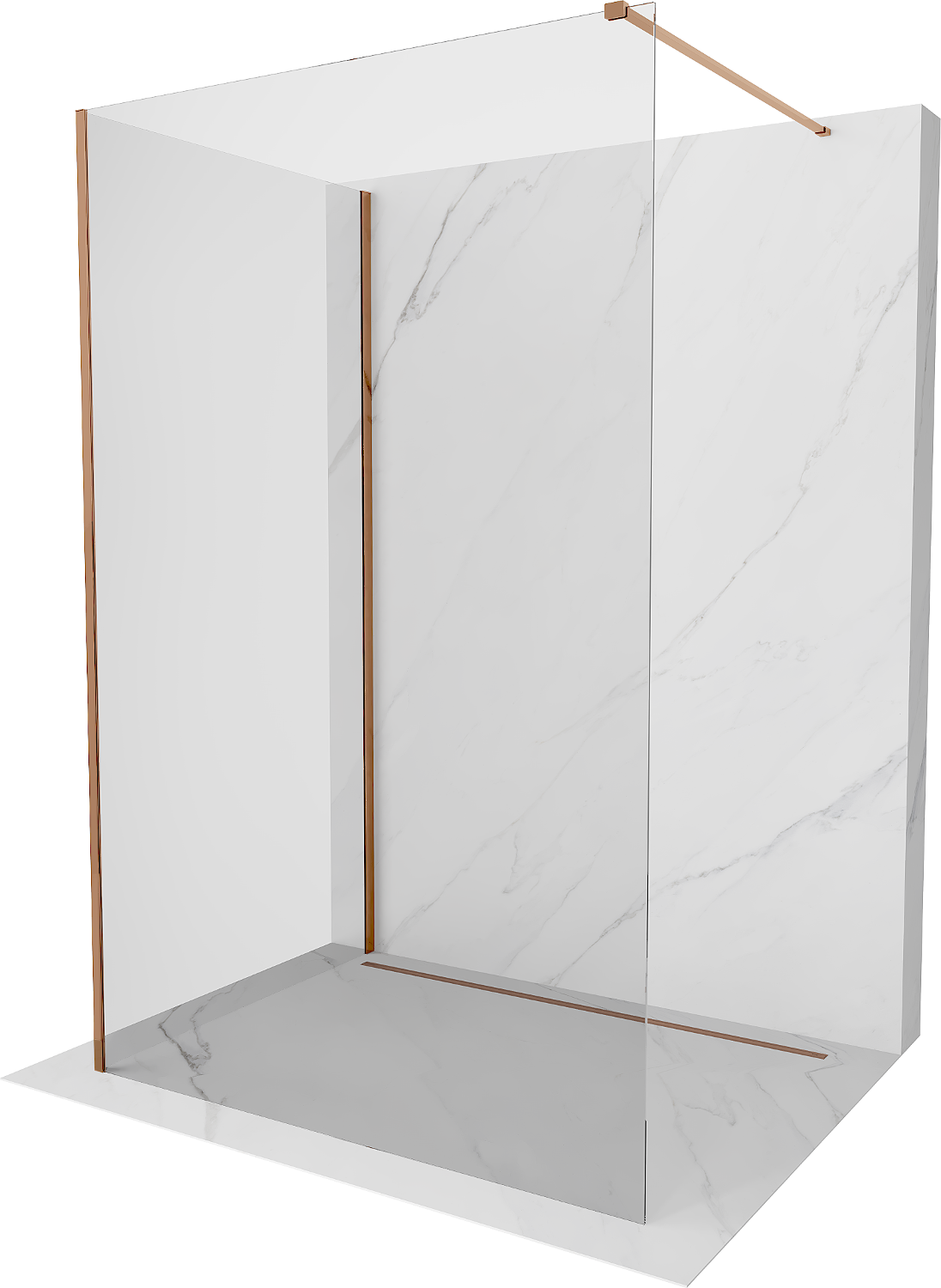 Mexen Kioto Duschwand Walk-in 90 x 75 cm, transparent, roségold - 800-090-212-60-00-075