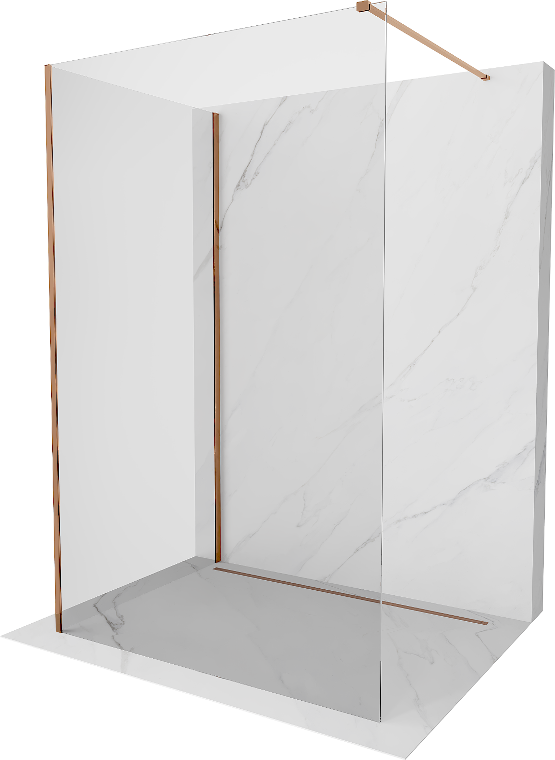 Mexen Kioto Duschwand Walk-in 100 x 75 cm, transparent, rosegold - 800-100-212-60-00-075