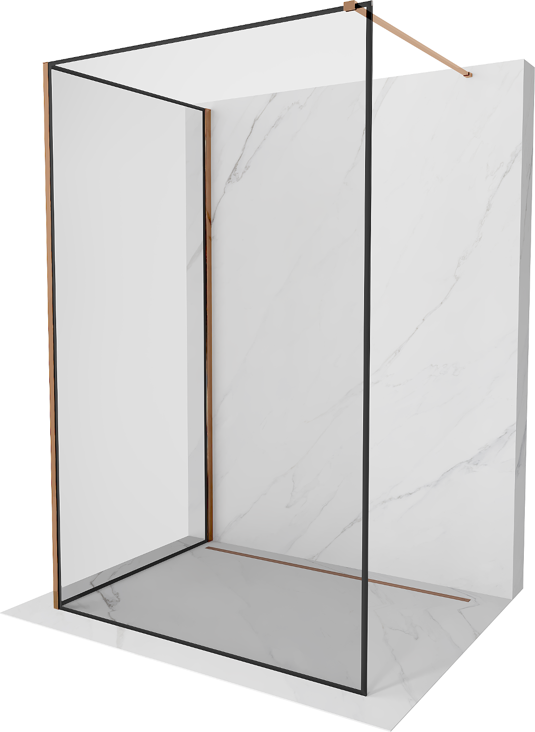 Mexen Kioto Walk-in Duschwand 110 x 70 cm, schwarzes Muster, roségold - 800-110-212-60-70-070