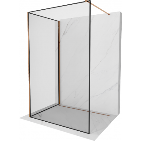 Mexen Kioto Duschwand Walk-in 110 x 80 cm, schwarzes Muster, rosegold - 800-110-212-60-70-080