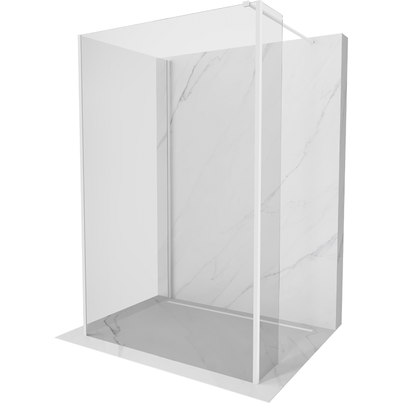 Mexen Kioto Walk-in Duschwand 130 x 70 x 30 cm, transparent, weiß - 800-130-070-221-20-00-030