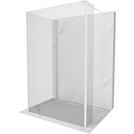 Mexen Kioto Walk-in Duschwand 130 x 70 x 30 cm, transparent, weiß - 800-130-070-221-20-00-030