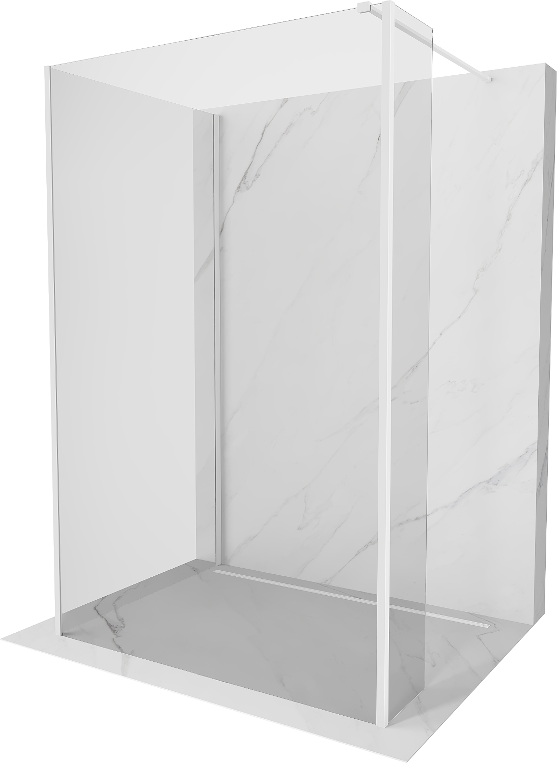 Mexen Kioto Walk-in Duschwand 130 x 70 x 30 cm, transparent, weiß - 800-130-070-221-20-00-030