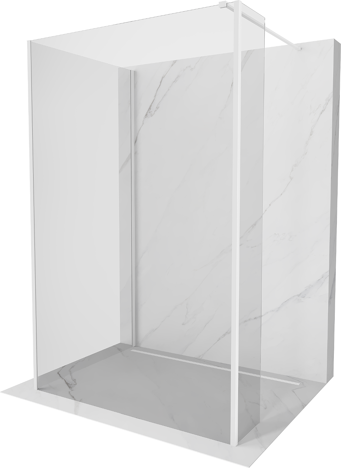 Mexen Kioto Duschwand Walk-in 140 x 70 x 30 cm, transparent, weiß - 800-140-070-221-20-00-030