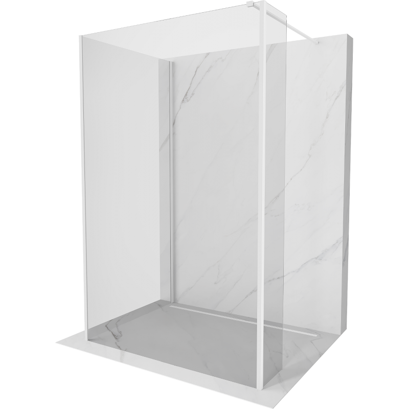 Mexen Kioto Duschwand Walk-in 90 x 75 x 30 cm, transparent, weiß - 800-090-075-221-20-00-030