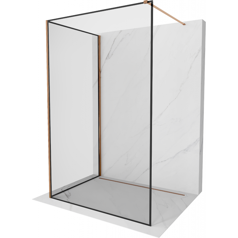 Mexen Kioto Walk-in Duschwand 90 x 90 cm, schwarzes Muster, rosegold