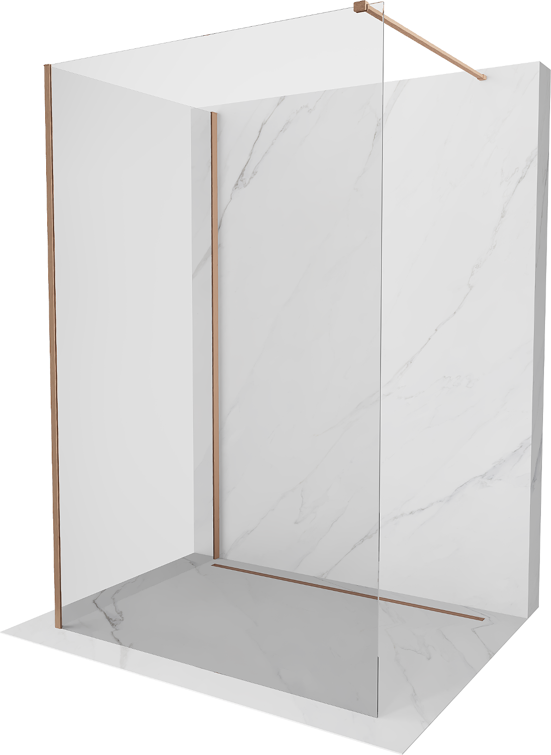 Mexen Kioto Walk-in Duschwand 100 x 70 cm, transparent, gebürstetes Messing - 800-100-212-65-00-070