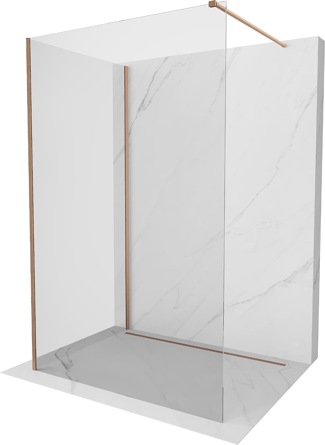 Mexen Kioto Duschwand Walk-in 90 x 70 cm, transparent, gebürstetes Kupfer - 800-090-212-65-00-070