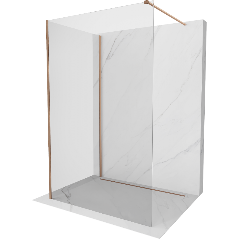 Mexen Kioto Duschwand Walk-in 110 x 70 cm, transparent, gebürstetes Messing - 800-110-212-65-00-070