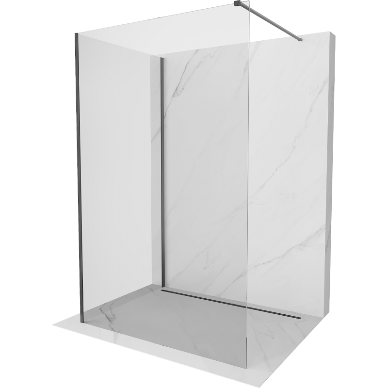 Mexen Kioto Walk-in-Duschwand 90 x 70 cm, transparent, gunmetal gebürstet - 800-090-212-66-00-070