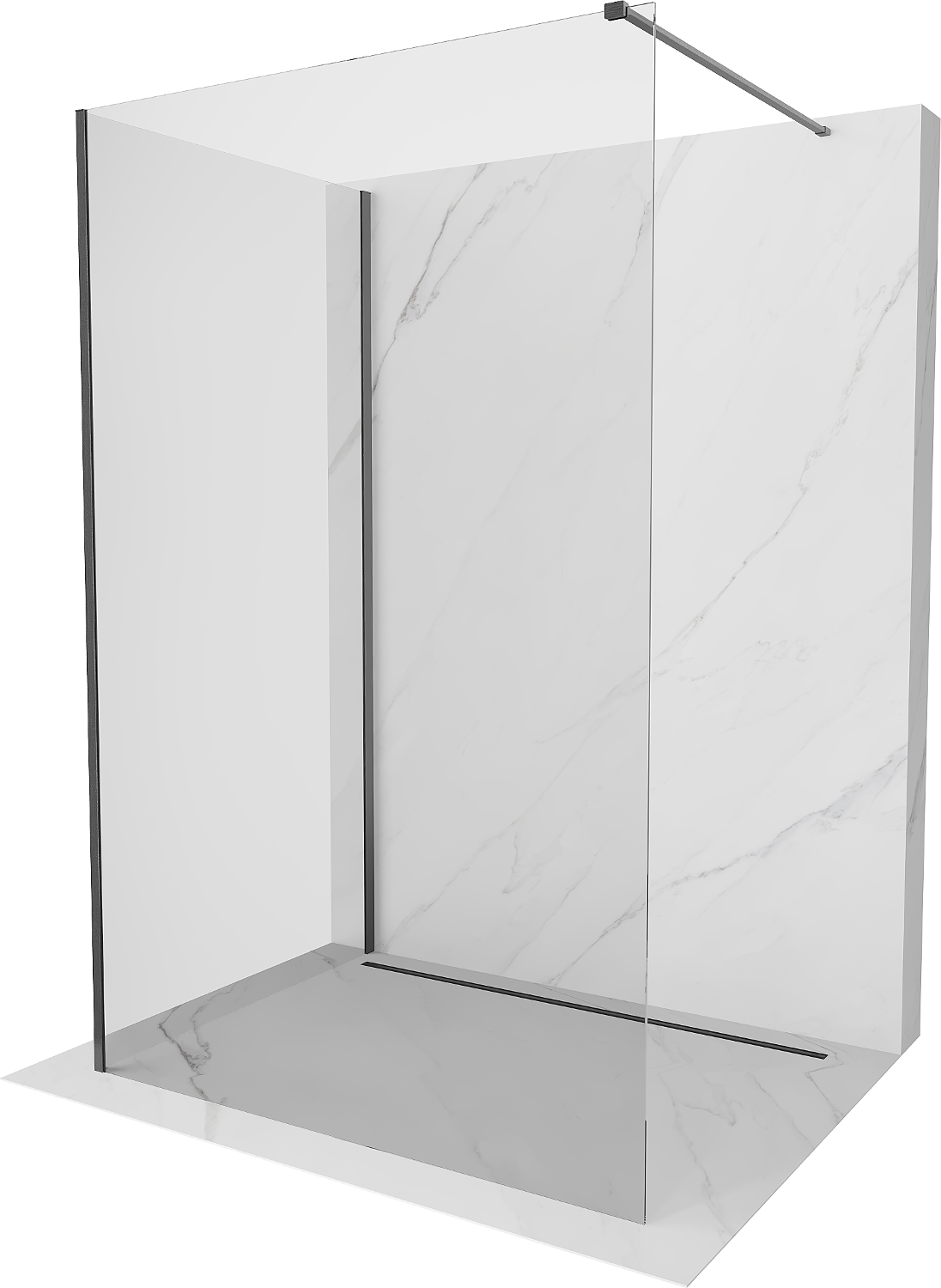 Mexen Kioto Walk-in-Duschwand 90 x 70 cm, transparent, gunmetal gebürstet - 800-090-212-66-00-070