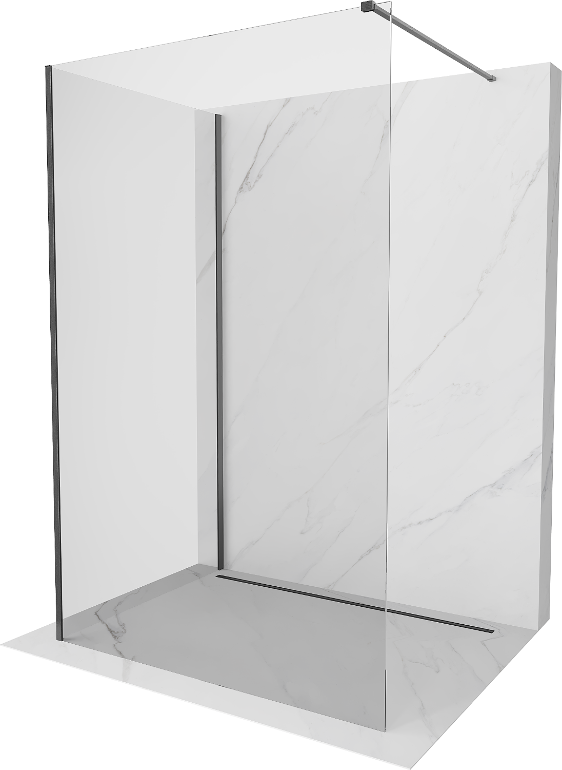 Mexen Kioto Duschwand Walk-in 140 x 115 cm, transparent, gun gray gebürstet - 800-140-212-66-00-115