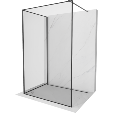 Mexen Kioto Walk-in-Dusche 100 x 70 cm, schwarzes Muster, gebürstetes gun gray - 800-100-212-66-70-070