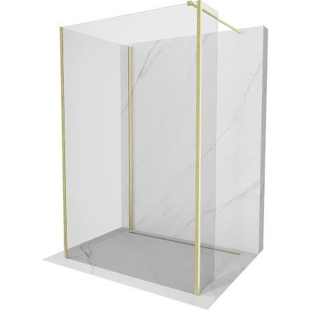 Mexen Kioto Walk-in Duschwand 90 x 70 x 30 cm, transparent, gebürstetes Gold - 800-090-070-221-55-00-030