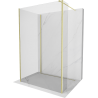 Mexen Kioto Walk-in Duschwand 90 x 70 x 30 cm, transparent, gebürstetes Gold - 800-090-070-221-55-00-030