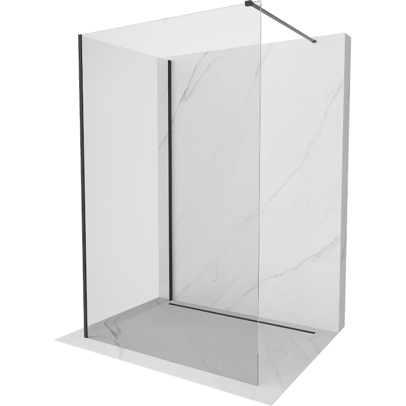 Mexen Kioto Duschwand Walk-in 90 x 70 cm, transparent, schwarz - 800-090-212-70-00-070