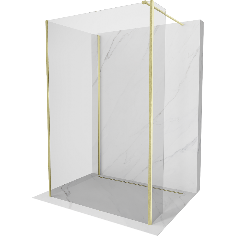 Mexen Kioto Duschwand Walk-in 125 x 70 x 30 cm, transparent, gebürstetes Gold - 800-125-070-221-55-00-030