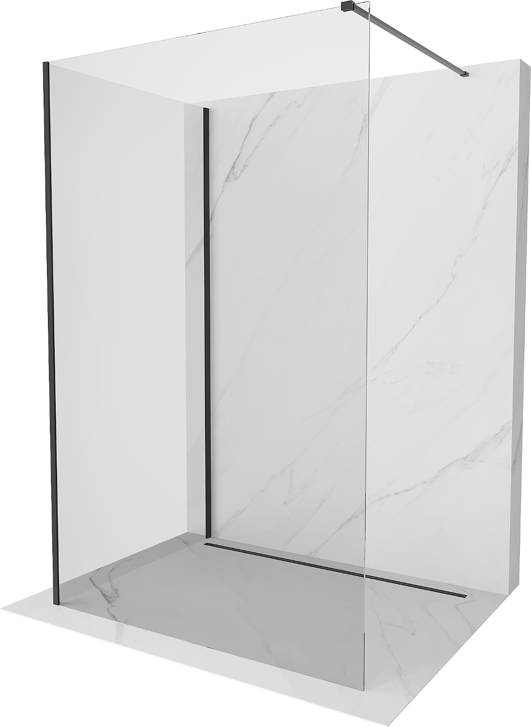 Mexen Kioto Duschwand Walk-in 140 x 70 cm, transparent, schwarz - 800-140-212-70-00-070