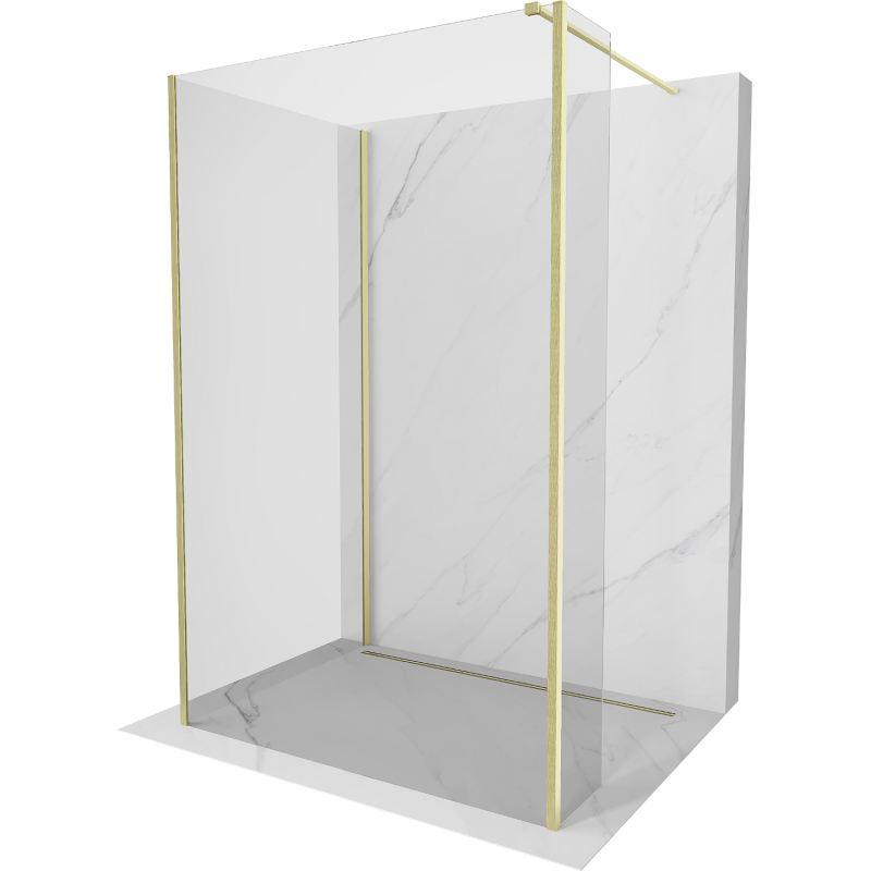 Mexen Kioto Dusche Wand Walk-in 125 x 80 x 30 cm, transparent, mit gebürstetem Gold - 800-125-080-221-55-00-030