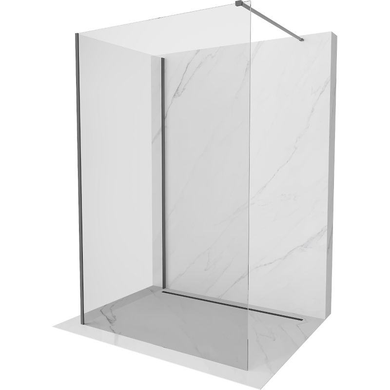 Mexen Kioto Duschwand Walk-in 110 x 75 cm, transparent, gun metal - 800-110-212-95-00-075