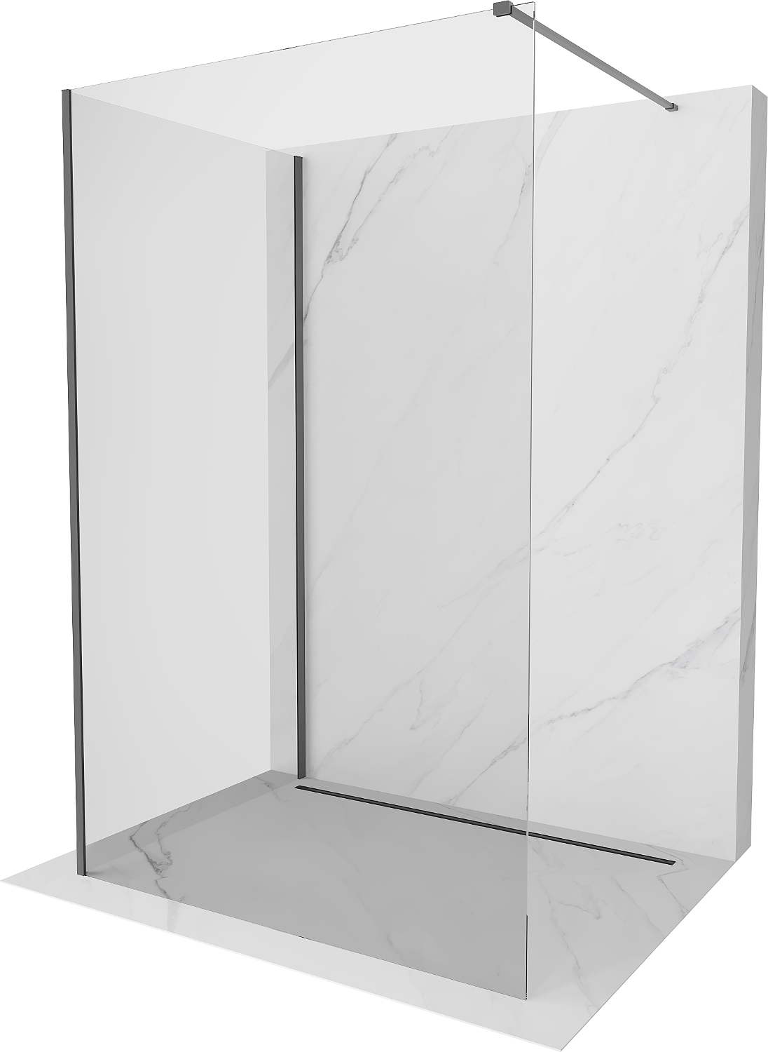 Mexen Kioto Duschwand Walk-in 140 x 75 cm, transparent, gun metal - 800-140-212-95-00-075