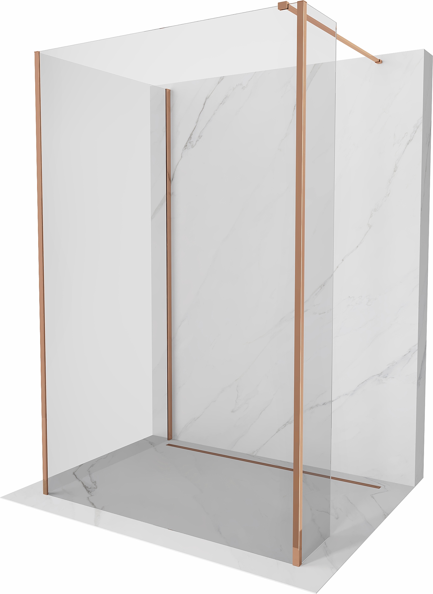 Mexen Kioto Duschwand Walk-in 120 x 70 x 30 cm, transparent, roségold - 800-120-070-221-60-00-030