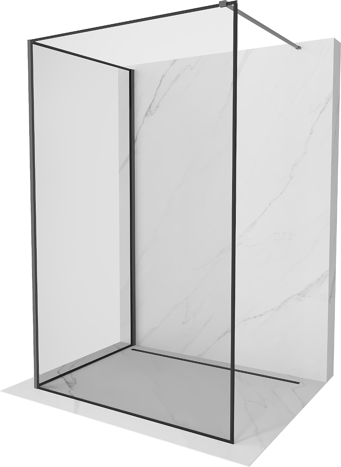 Mexen Kioto Walk-in Dusche 120 x 120 cm, schwarzes Muster, Gun Metal - 800-120-212-95-70-120