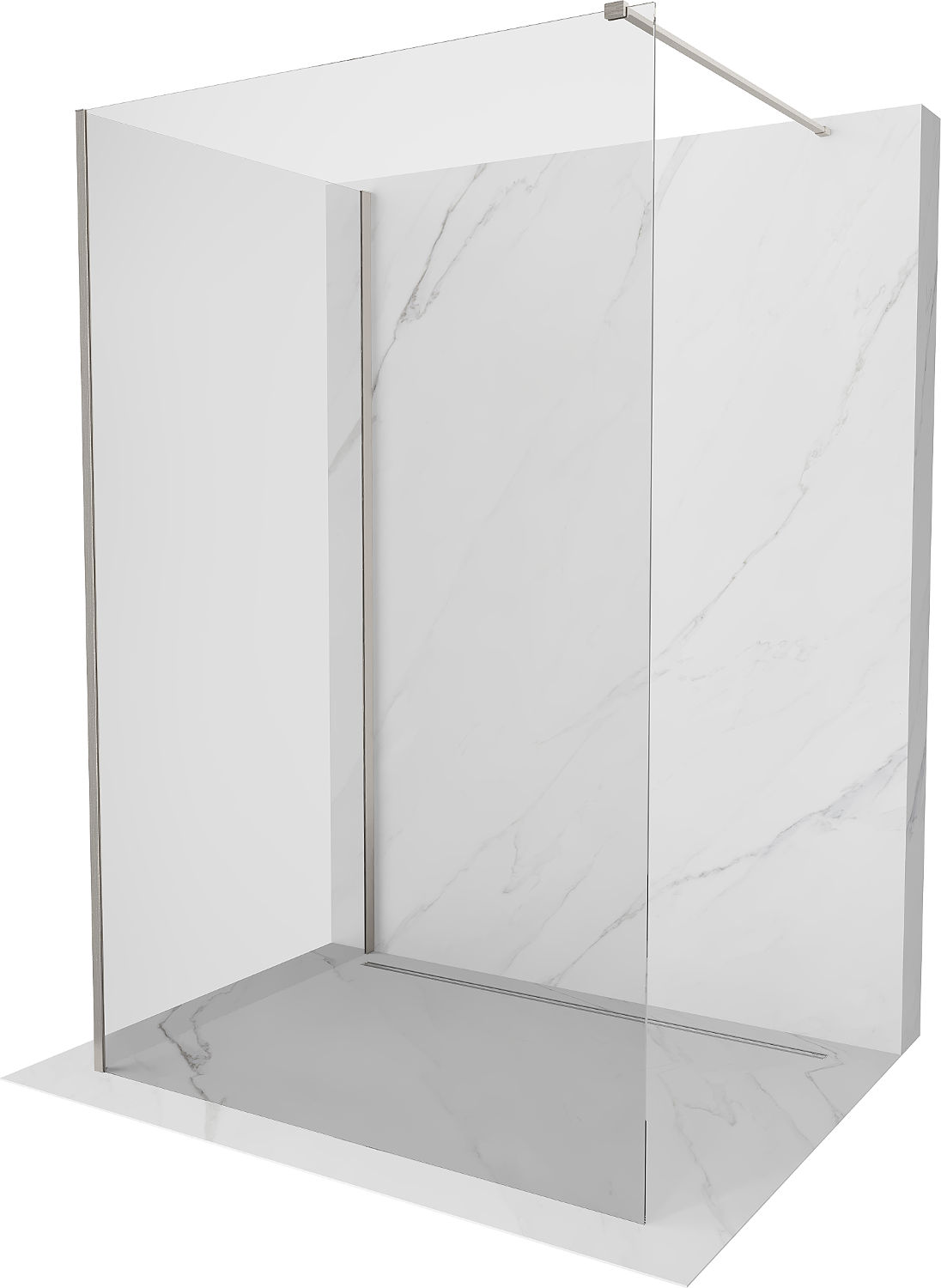 Mexen Kioto Duschwand Walk-in 110 x 70 cm, transparent, gebürsteter Nickel - 800-110-212-97-00-070