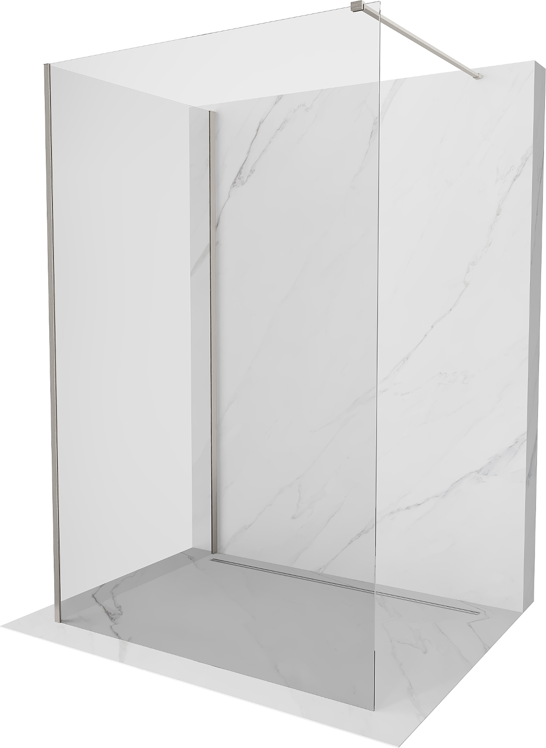 Mexen Kioto Walk-in Duschwand 130 x 70 cm, transparent, gebürstetes Nickel - 800-130-212-97-00-070