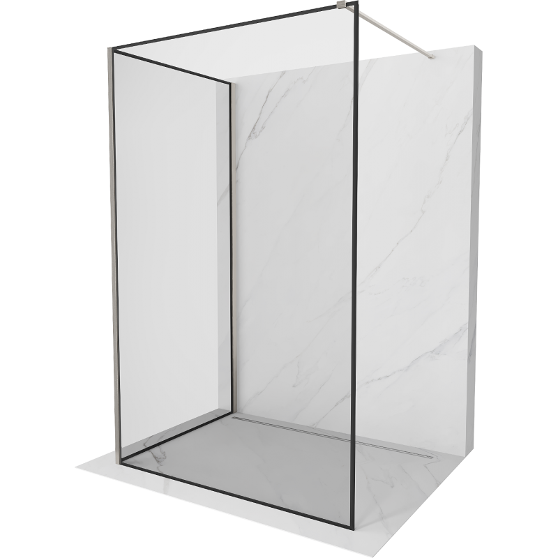 Mexen Kioto Walk-in-Dusche 130 x 100 cm, schwarzes Muster, gebürstetes Nickel - 800-130-212-97-70-100