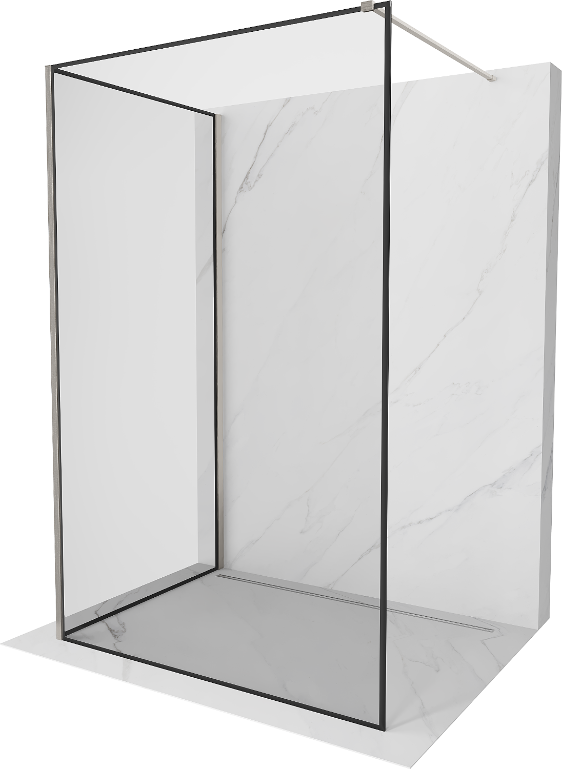 Mexen Kioto Walk-in-Dusche 130 x 100 cm, schwarzes Muster, gebürstetes Nickel - 800-130-212-97-70-100