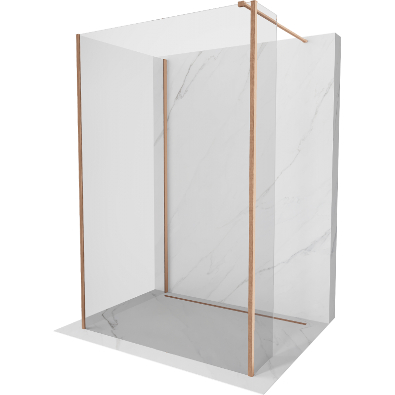 Mexen Kioto Duschwand Walk-in 120 x 70 x 30 cm, transparent, gebürstetes Messing - 800-120-070-221-65-00-030