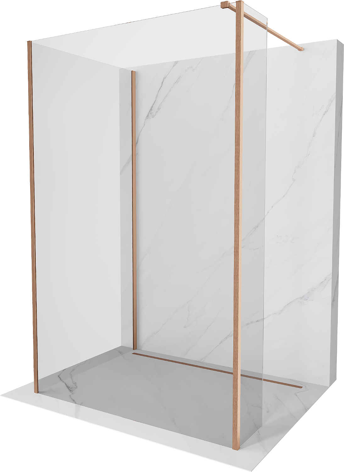 Mexen Kioto Duschwand Walk-in 120 x 70 x 30 cm, transparent, gebürstetes Messing - 800-120-070-221-65-00-030