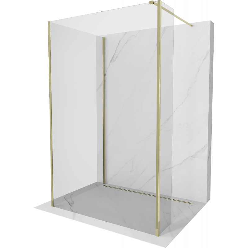 Mexen Kioto Walk-in Duschwand 120 x 70 x 30 cm, transparent, gold - 800-120-070-221-50-00-030