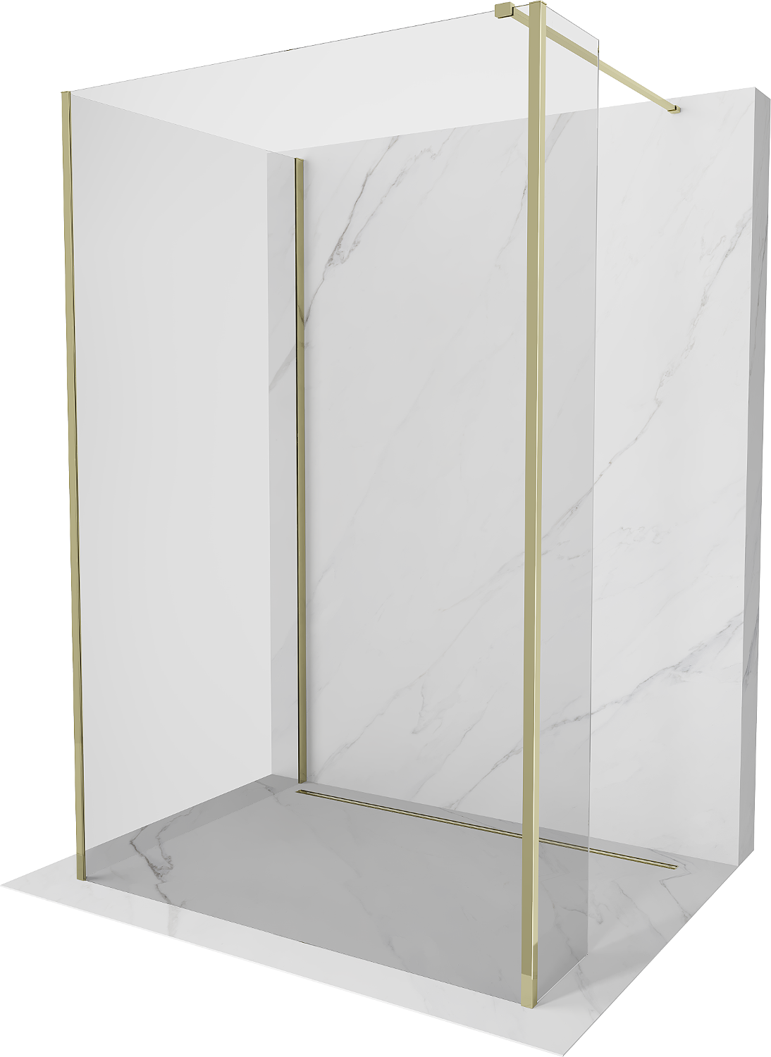 Mexen Kioto Walk-in Duschwand 120 x 70 x 30 cm, transparent, gold - 800-120-070-221-50-00-030