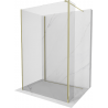 Mexen Kioto Walk-in-Duschwand 135 x 70 x 30 cm, transparent, gold - 800-135-070-221-50-00-030