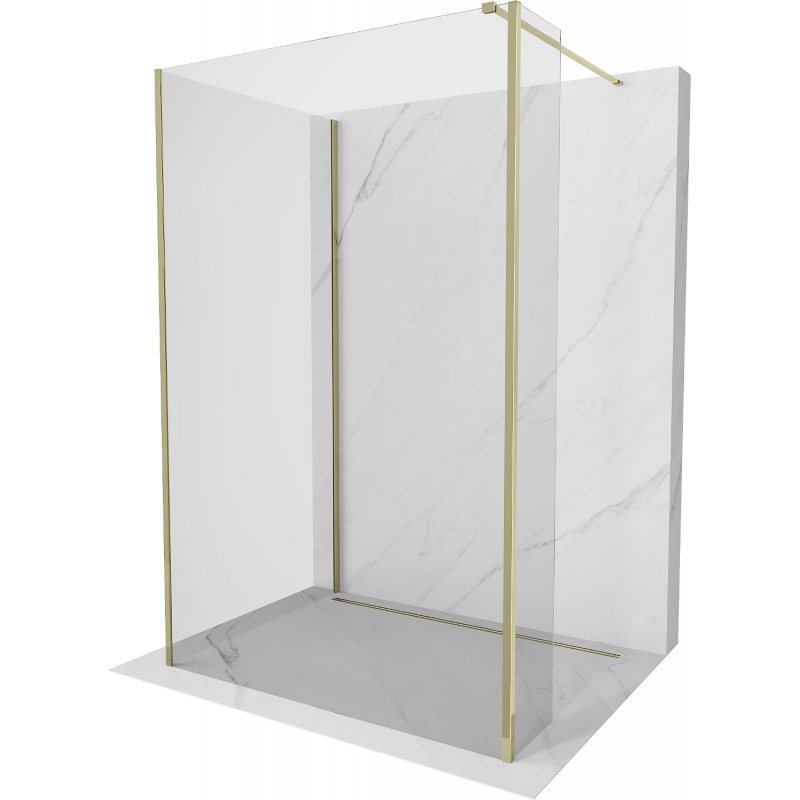 Mexen Kioto Duschwand Walk-in 140 x 70 x 30 cm, transparent, gold - 800-140-070-221-50-00-030