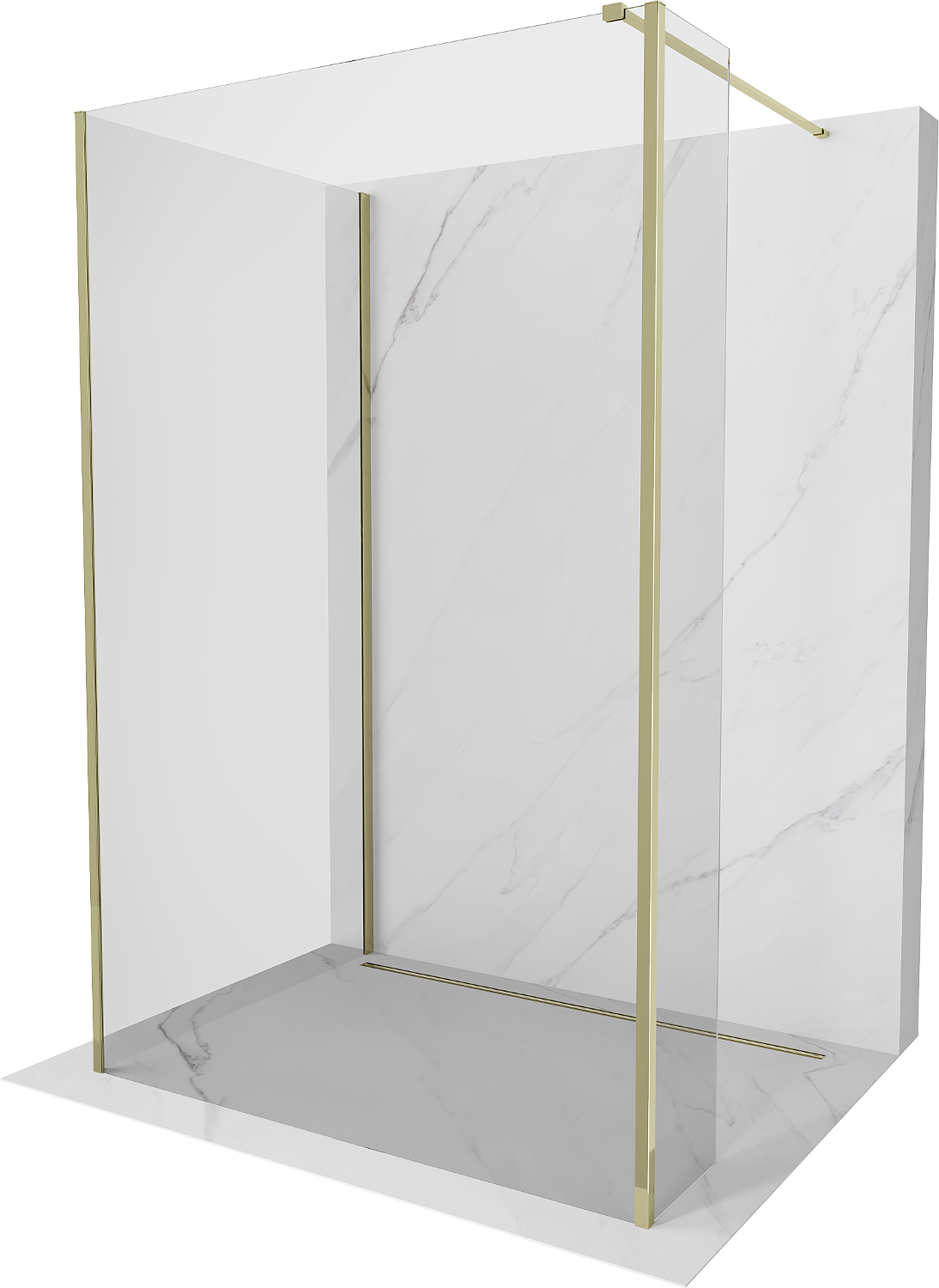 Mexen Kioto Walk-in Duschwand 100 x 75 x 30 cm, transparent, gold - 800-100-075-221-50-00-030