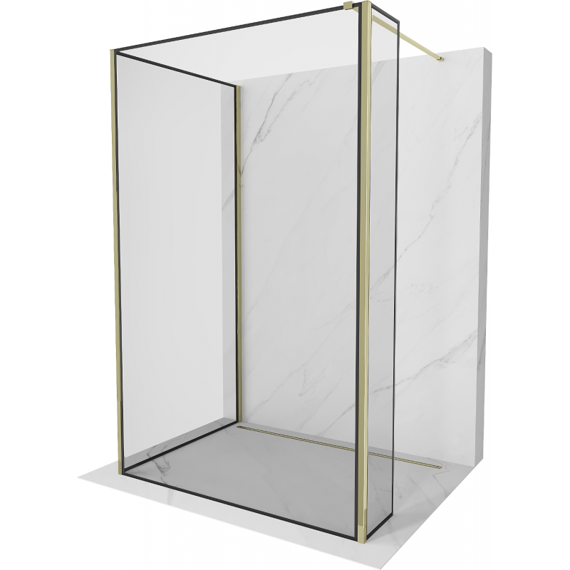 Mexen Kioto Wandeinheit Walk-in 90 x 70 x 30 cm, schwarzes Muster, gold - 800-090-070-221-50-70-030