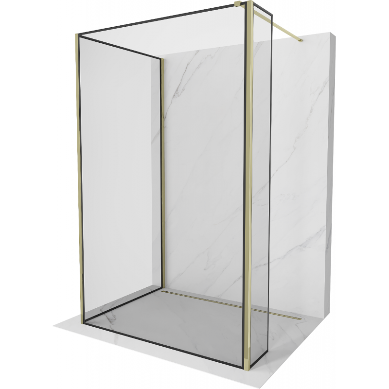 Mexen Kioto Duschwand Walk-in 130 x 70 x 30 cm, schwarzes Muster, gold - 800-130-070-221-50-70-030