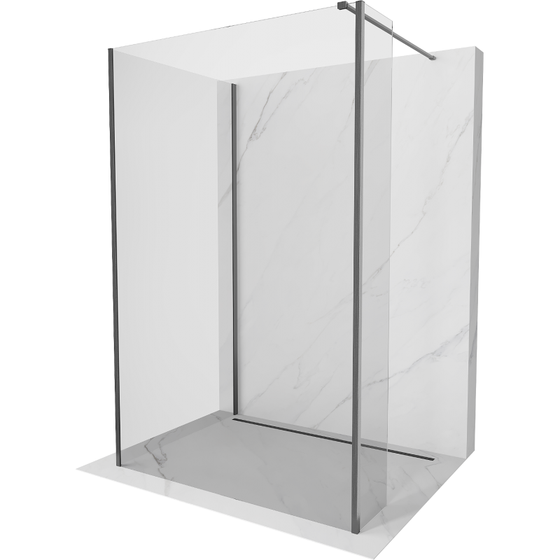 Mexen Kioto Duschwand Walk-in 110 x 70 x 30 cm, transparent, gun gray gebürstet - 800-110-070-221-66-00-030