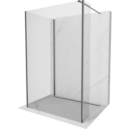 Mexen Kioto Duschwand Walk-in 110 x 70 x 30 cm, transparent, gun gray gebürstet - 800-110-070-221-66-00-030