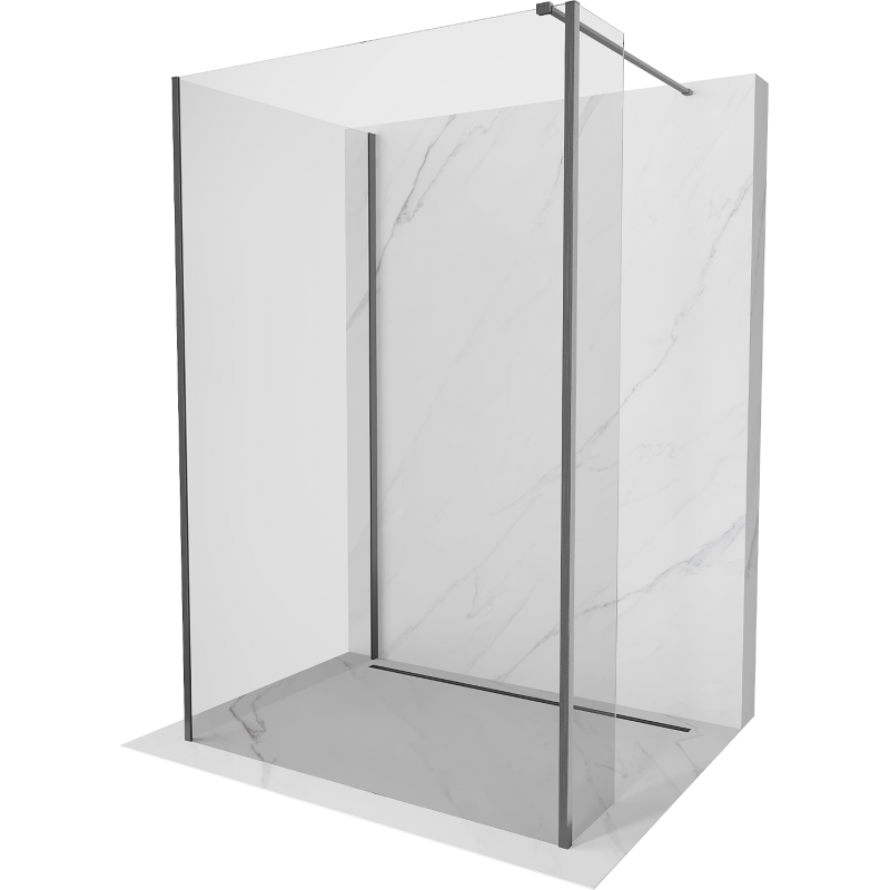 Mexen Kioto Walk-in Duschwand 120 x 70 x 30 cm, transparent, gun grau gebürstet - 800-120-070-221-66-00-030