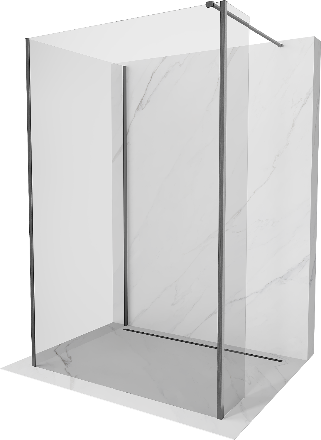 Mexen Kioto Walk-in Duschwand 120 x 70 x 30 cm, transparent, gun grau gebürstet - 800-120-070-221-66-00-030