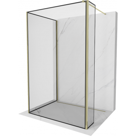 Mexen Kioto Duschwand Walk-in 130 x 100 x 30 cm, schwarzes Muster, gold - 800-130-100-221-50-70-030