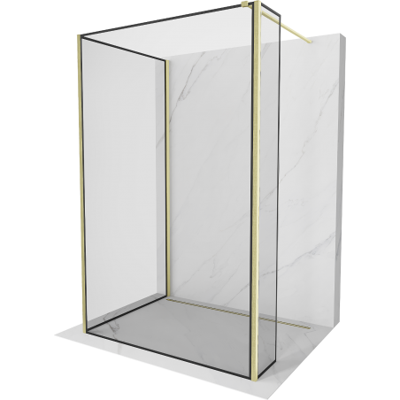 Mexen Kioto Walk-in-Dusche 140 x 100 x 30 cm, schwarzes Muster, gebürstetes Gold - 800-140-100-221-55-70-030